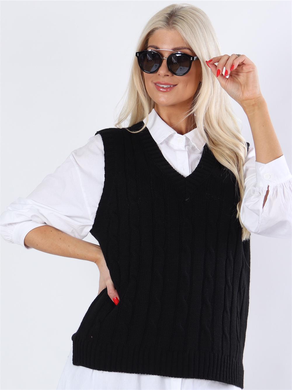 Aisha - Strikvest med v-udskæring